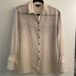 Topshop long sleeve Button Down with polka Dots